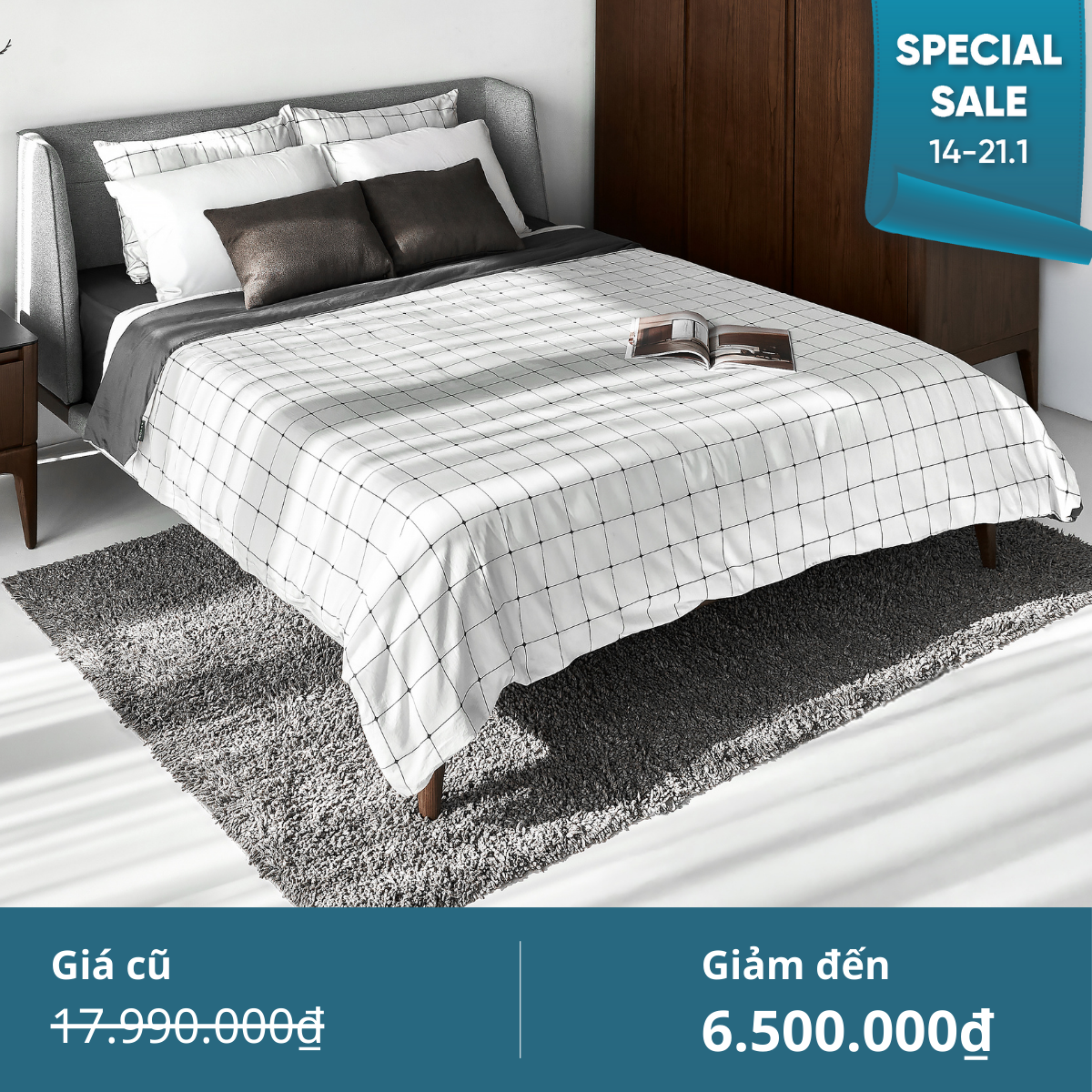  Giường Ngủ Bọc Vải 1m6 SCARLET - MOHO Signature 