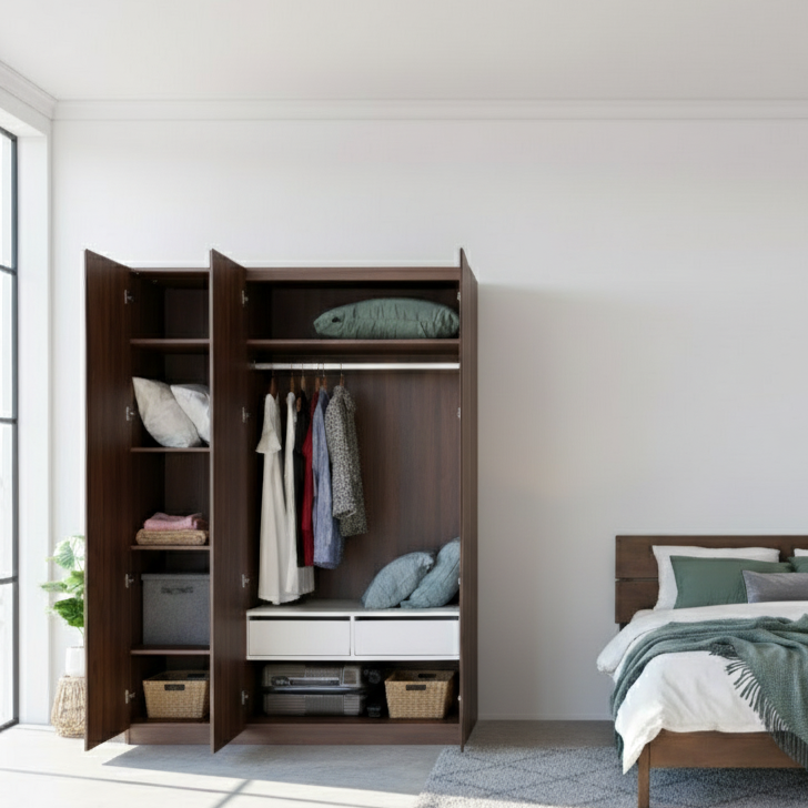  Set Tủ Quần Áo Gỗ MOHO VIENNA 201 3 Cánh Kệ Ngăn 4 Màu 