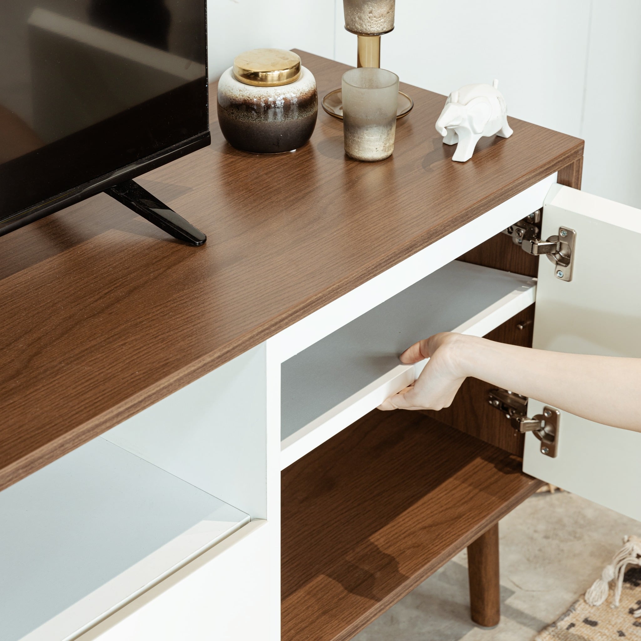  Tủ Kệ Tivi Gỗ MOHO OSLO 201 (Màu Nâu/Trắng 160) 