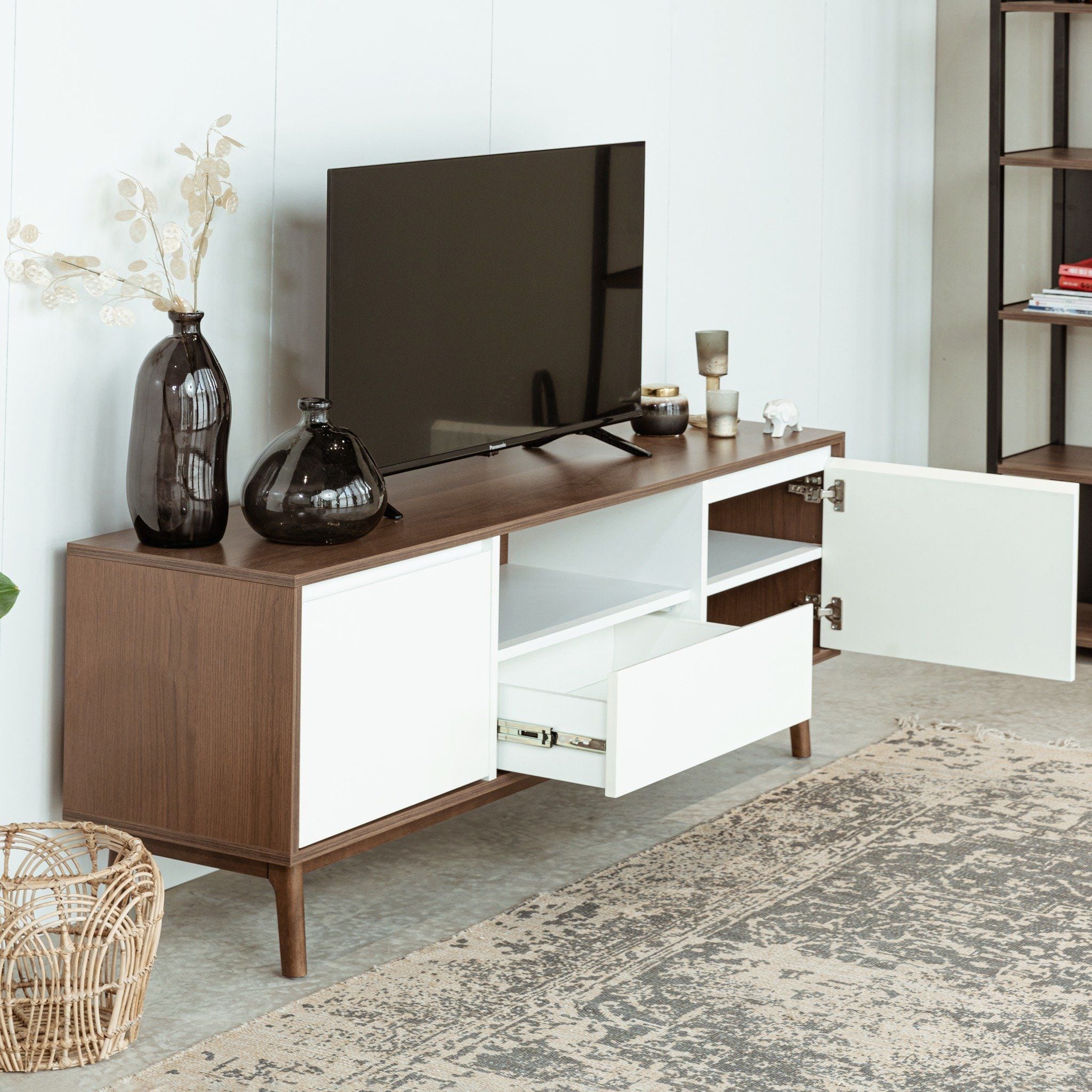  Tủ Kệ Tivi Gỗ MOHO OSLO 201 (Màu Nâu/Trắng 160) 