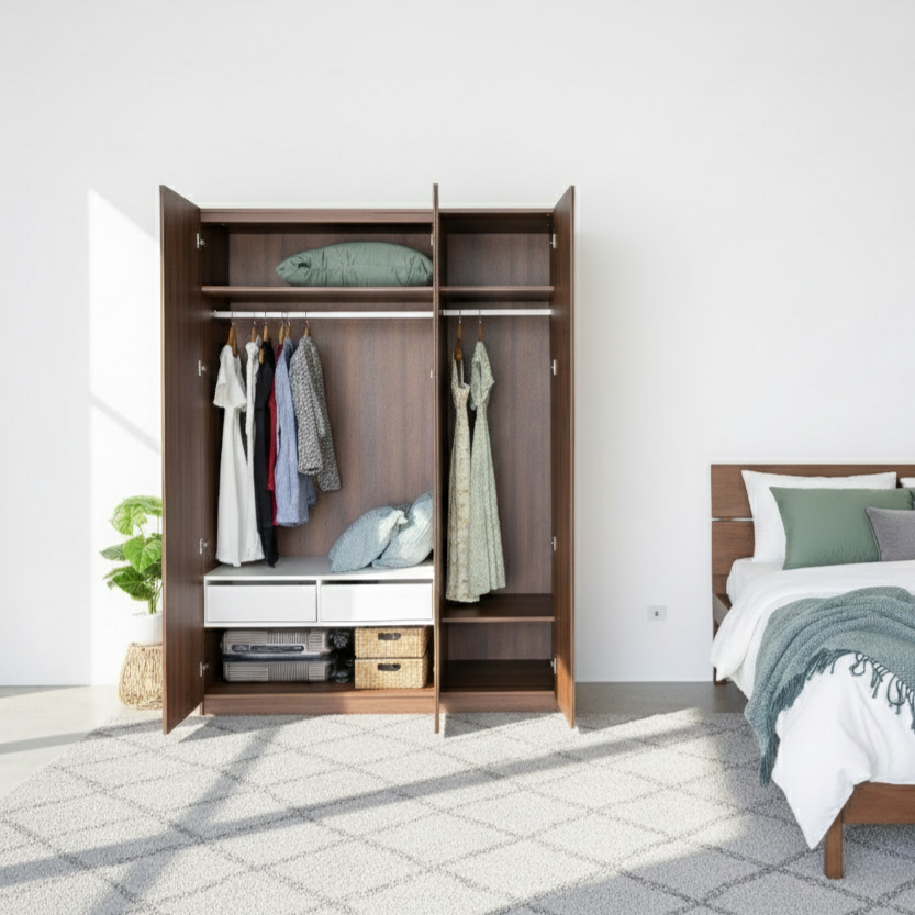  Set Tủ Quần Áo Gỗ MOHO VIENNA 201 3 Cánh Thanh Treo 4 Màu 