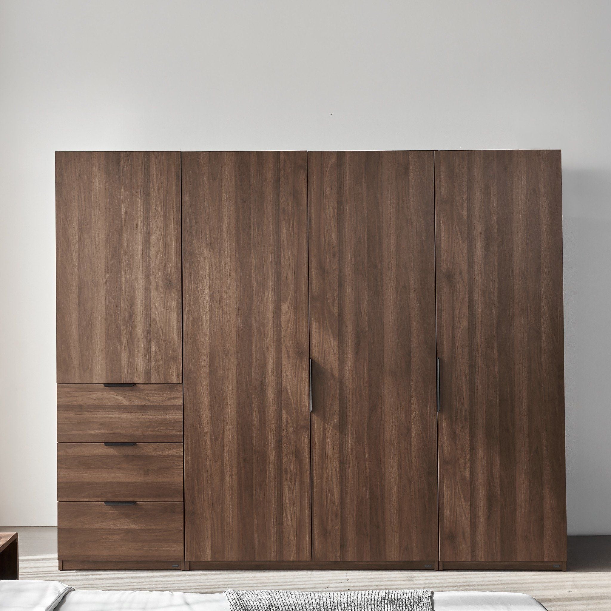  Set Tủ Quần Áo Gỗ MOHO DALUMD 4 Cánh Dài 2m4 (Màu Nâu Hạnh Nhân) 