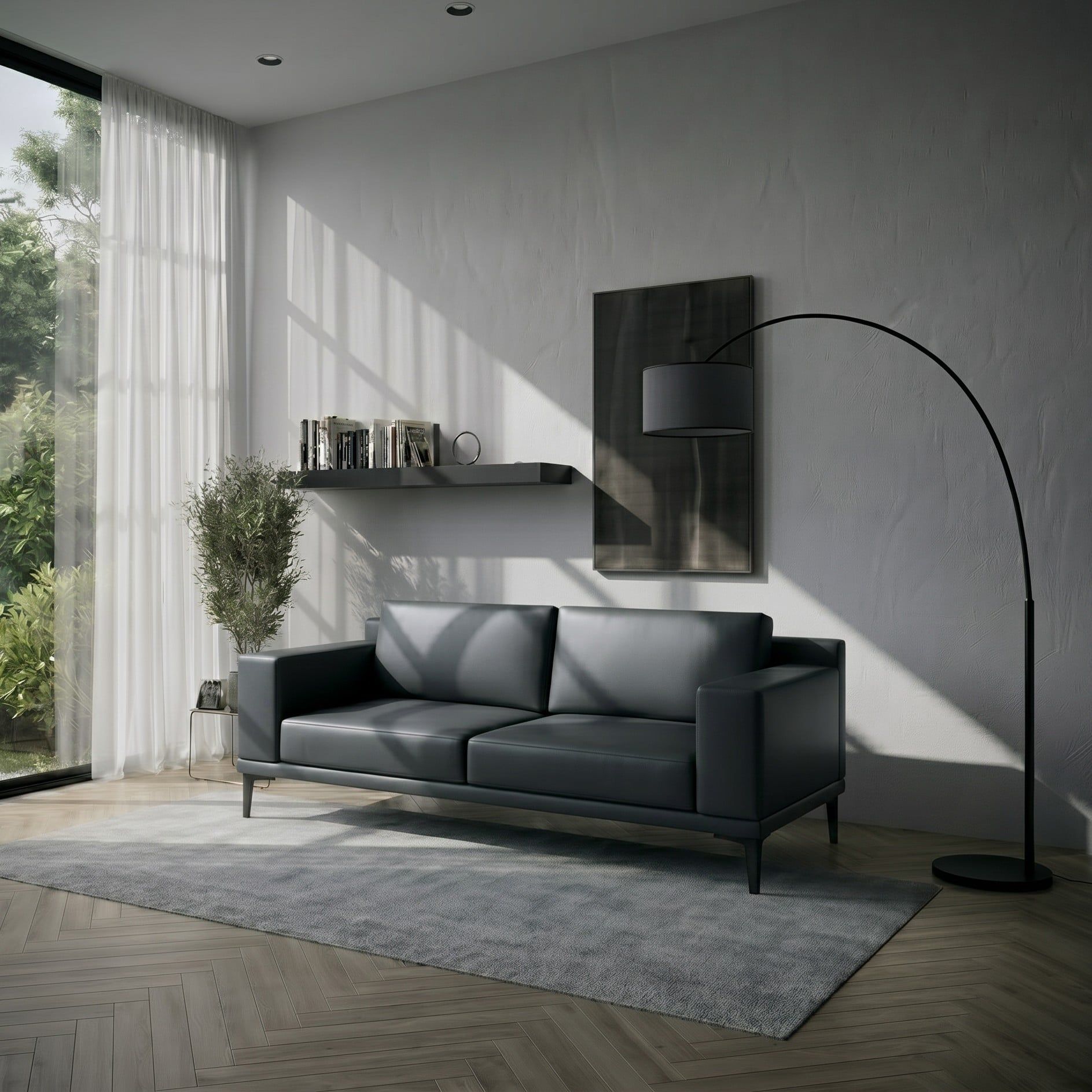  Ghế Sofa  Da Microfiber PU MOHO RIGA Dark Grey 