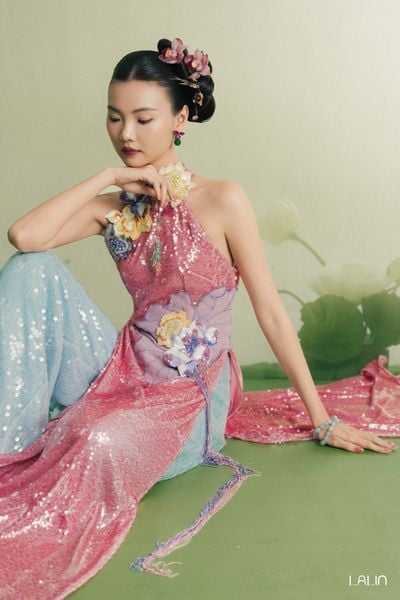  Áo Dài Kim Sa Đính Kết Tịnh Liên 