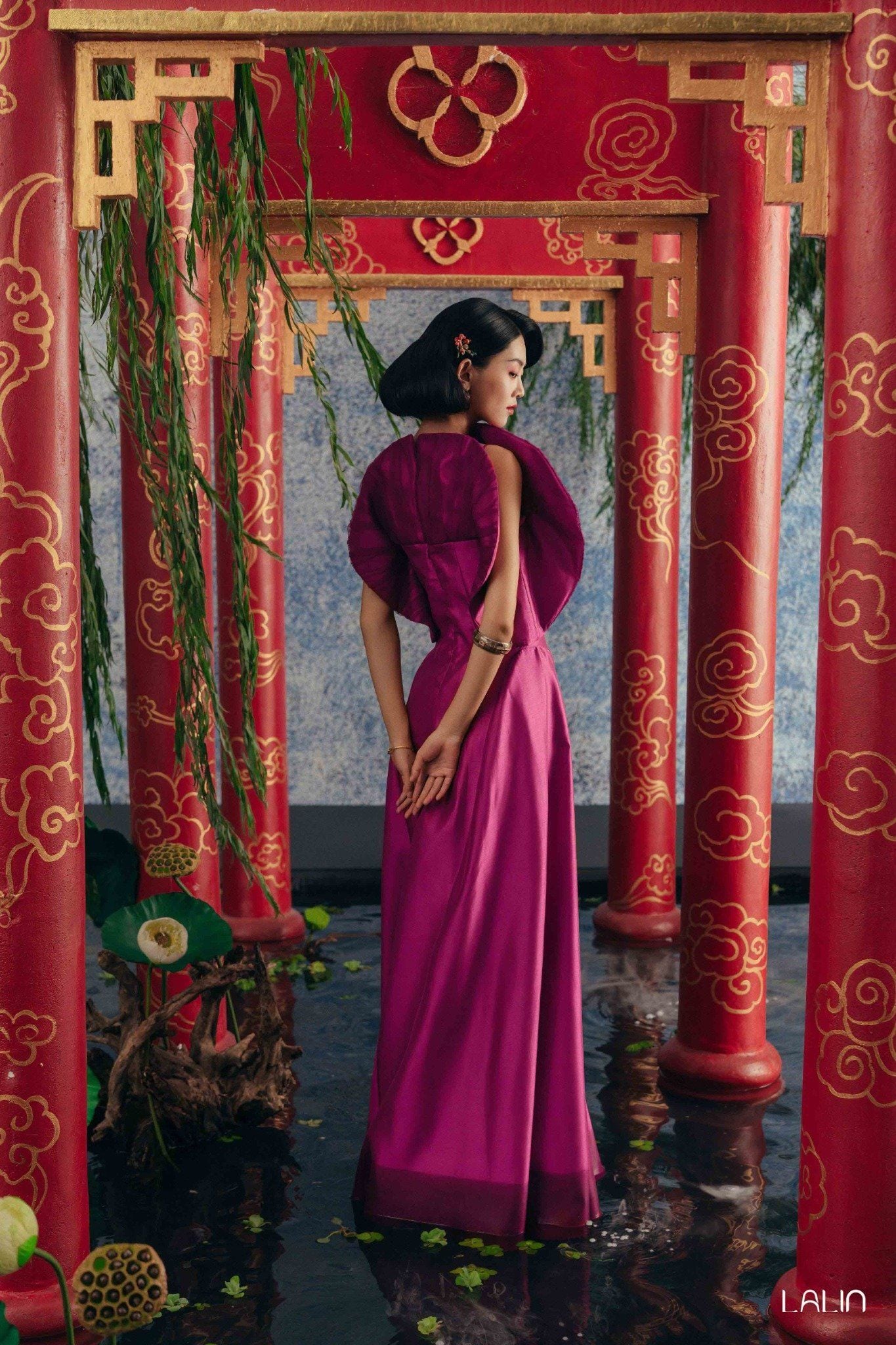 Đầm Tafta Đính Kết Phượng Đình