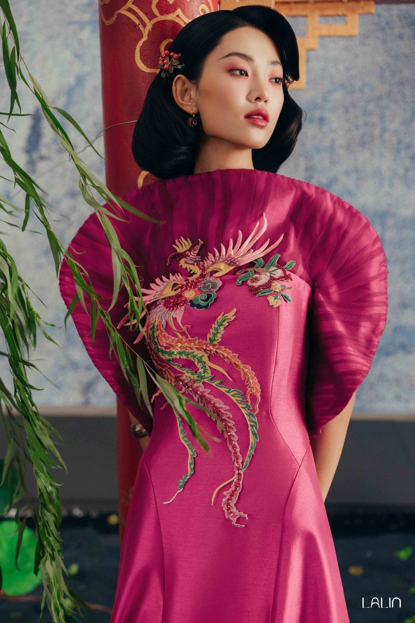 Đầm Tafta Đính Kết Phượng Đình