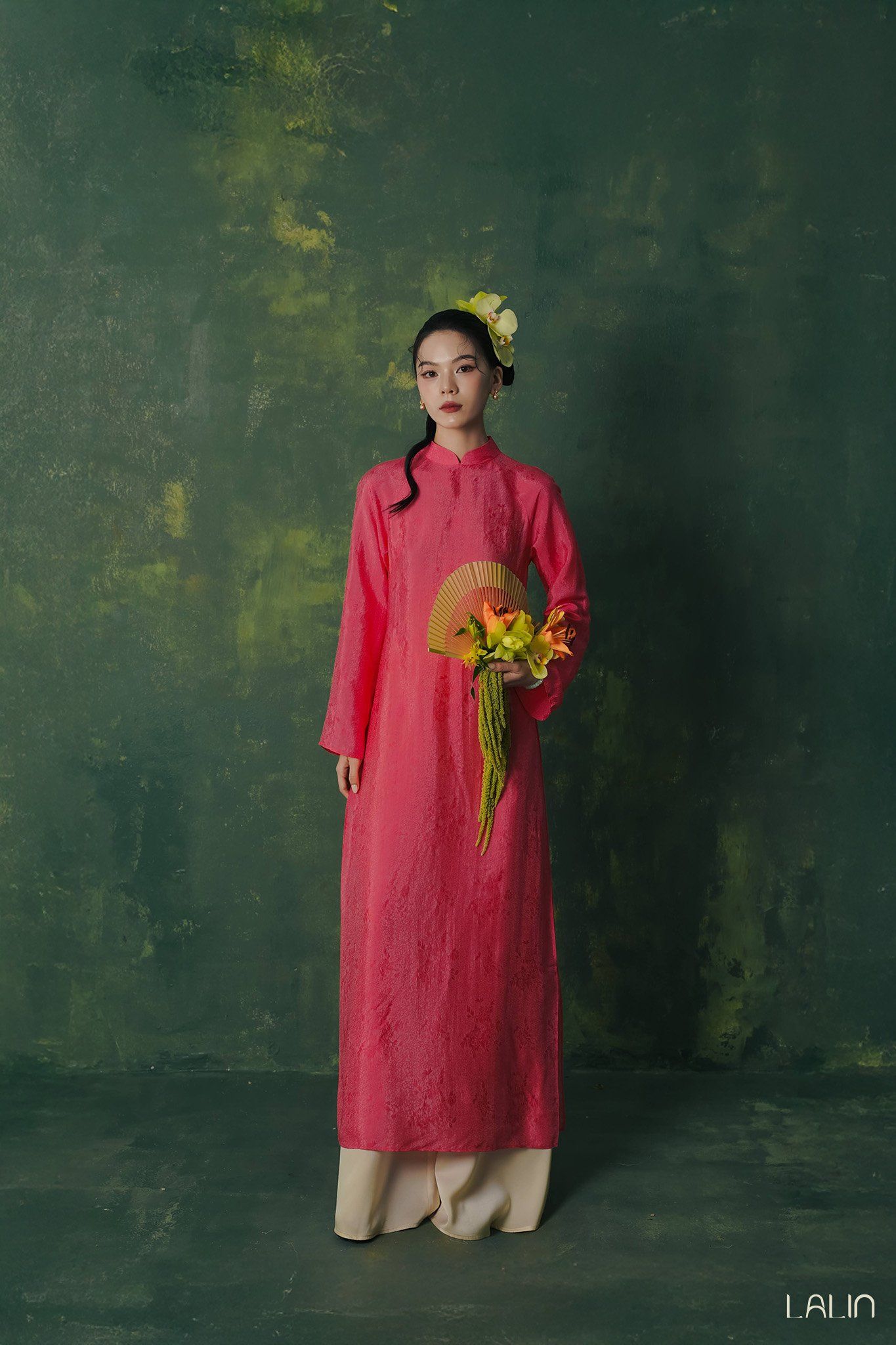 Áo Dài Tơ Tằm Đào Cúc