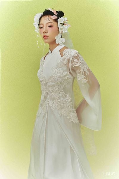  Set Áo Dài Tơ Đính Kết Yên Chi 