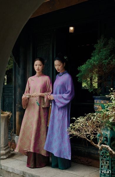  Áo Dài Tơ Tằm Hồng Diên 