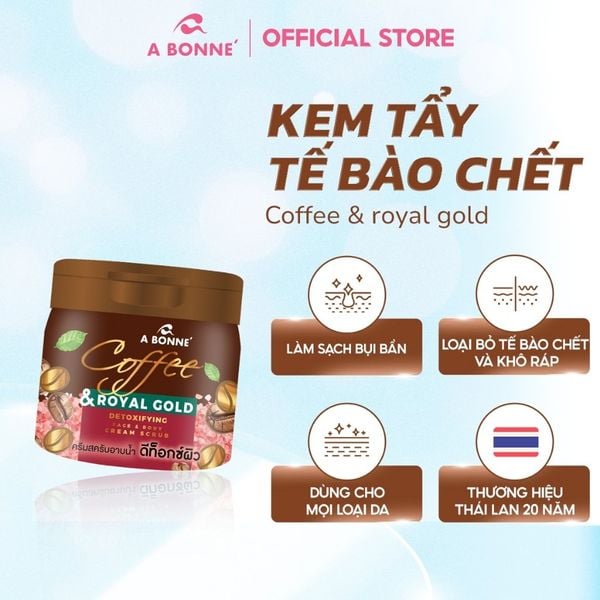 QUÀ TẶNG Fullsize Hủ Kem Tẩy Tế Bào Chết Thải Độc Toàn Thân Cà Phê và Vàng Hoàng Gia 24k A Bonne' 250g