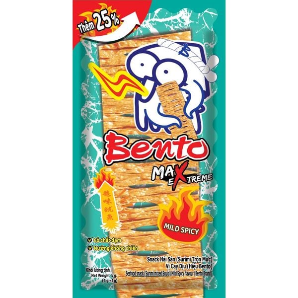 QUÀ TẶNG Bánh Snack Mực Bento Hải Sản Cay Dịu Ăn Vặt Chính Hãng Thái Lan 22g