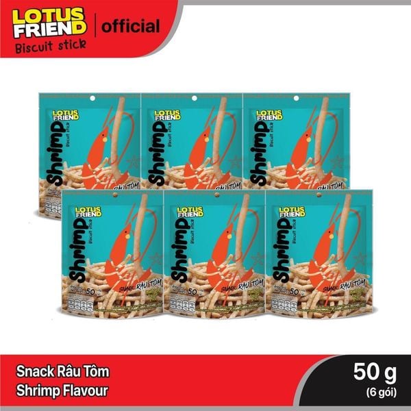 QUÀ TẶNG 6 Gói Snack Lotus Friend Râu Tôm Tươi 50g Ăn Vặt Thái Lan