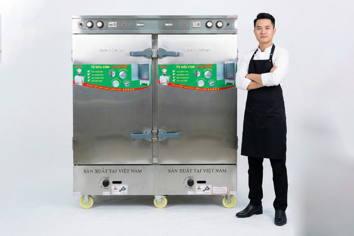 mua tủ cơm công nghiệp 24 khay gas Thái Long