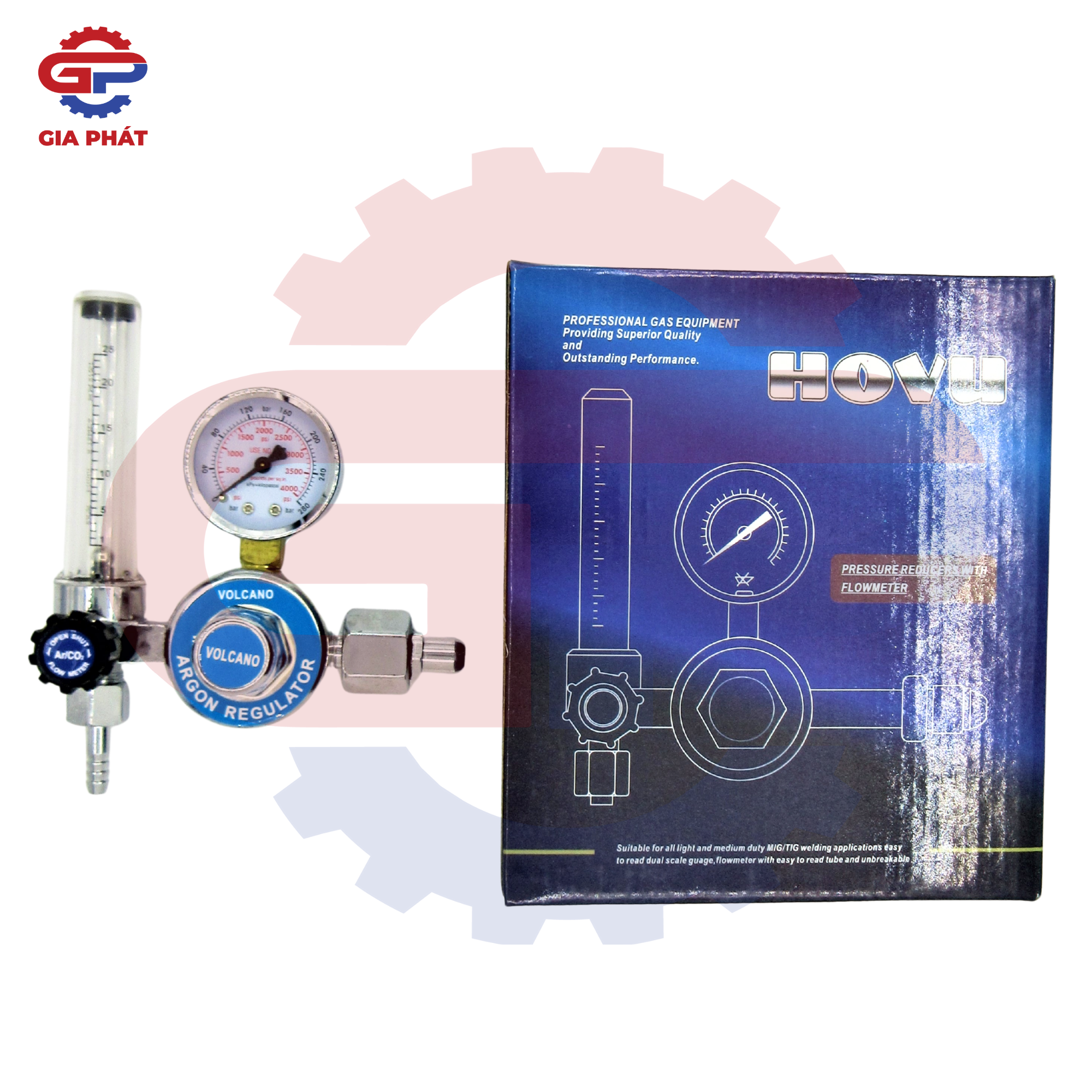 Đồng hồ khí Argon Hovu ren trong