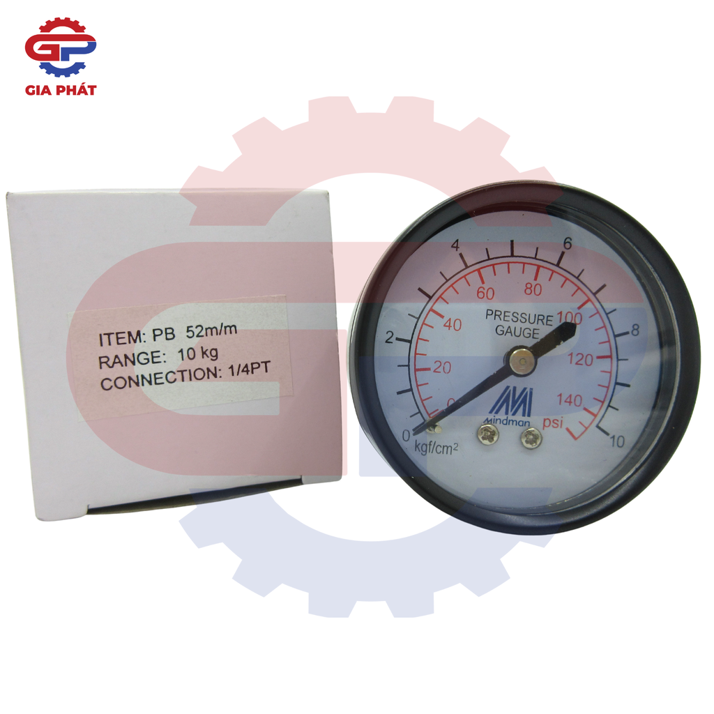 Đồng hồ đo áp suất hơi mặt 52 chân sau