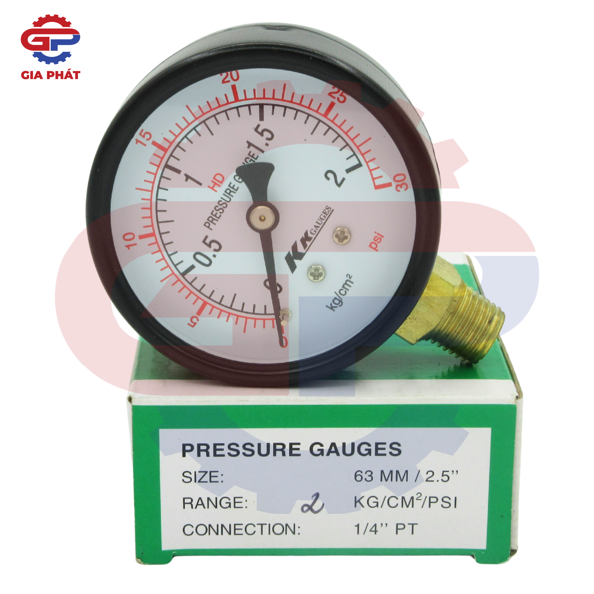 Đồng hồ đo áp suất hơi mặt 63