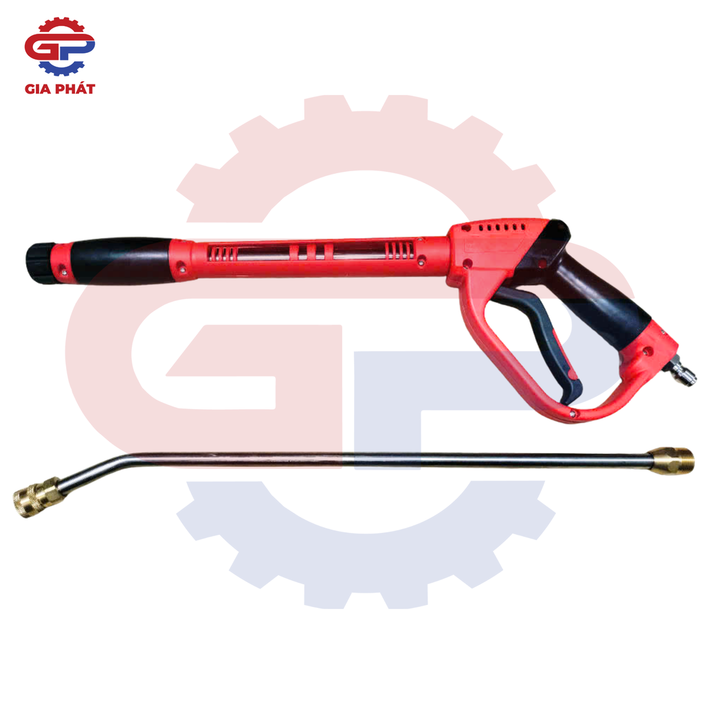 Súng rửa xe cao áp đen đỏ tay dài