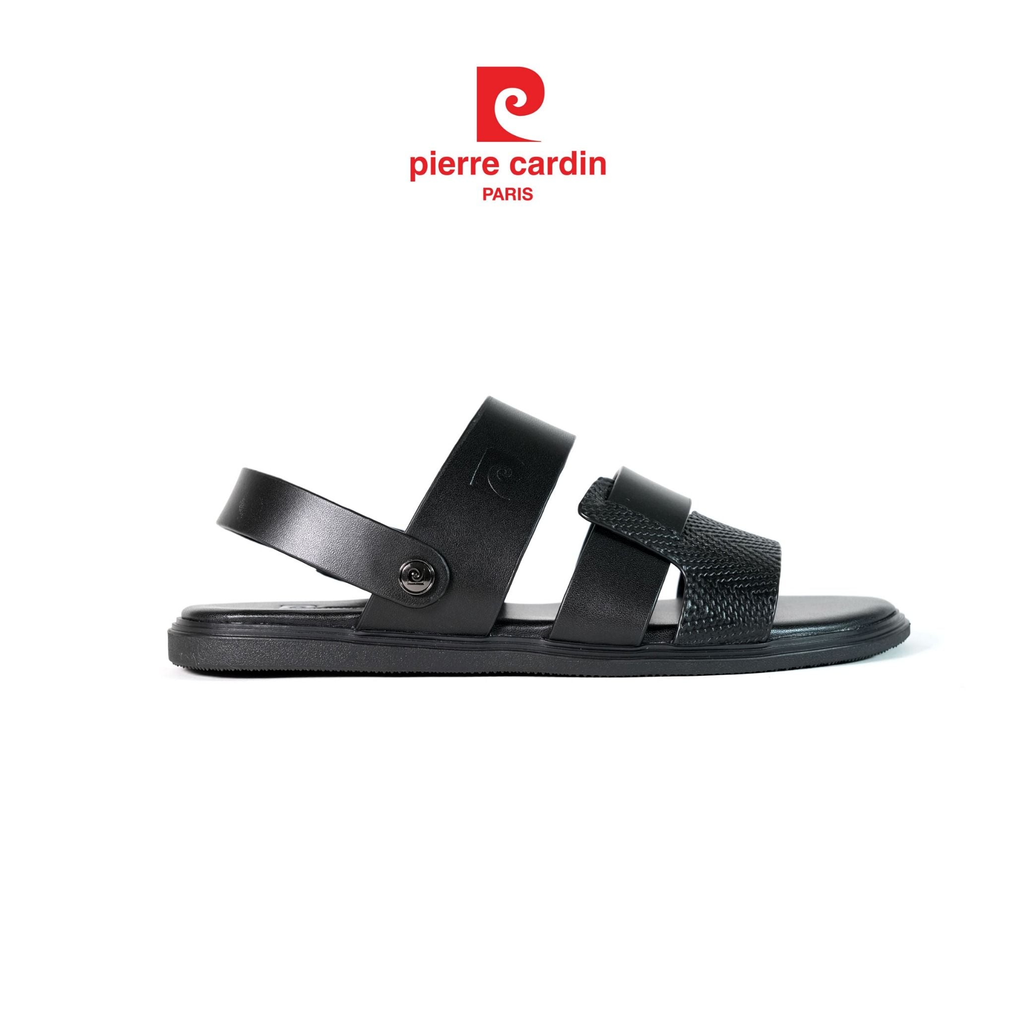 Sandals Nam Quai Ngan Da Bò Trơn Cổ Điển Pierre Cardin - 165