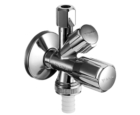 Van T 1 chiều với 2 đường nước ra hiệu SCHELL, dòng COMFORT, màu chrome