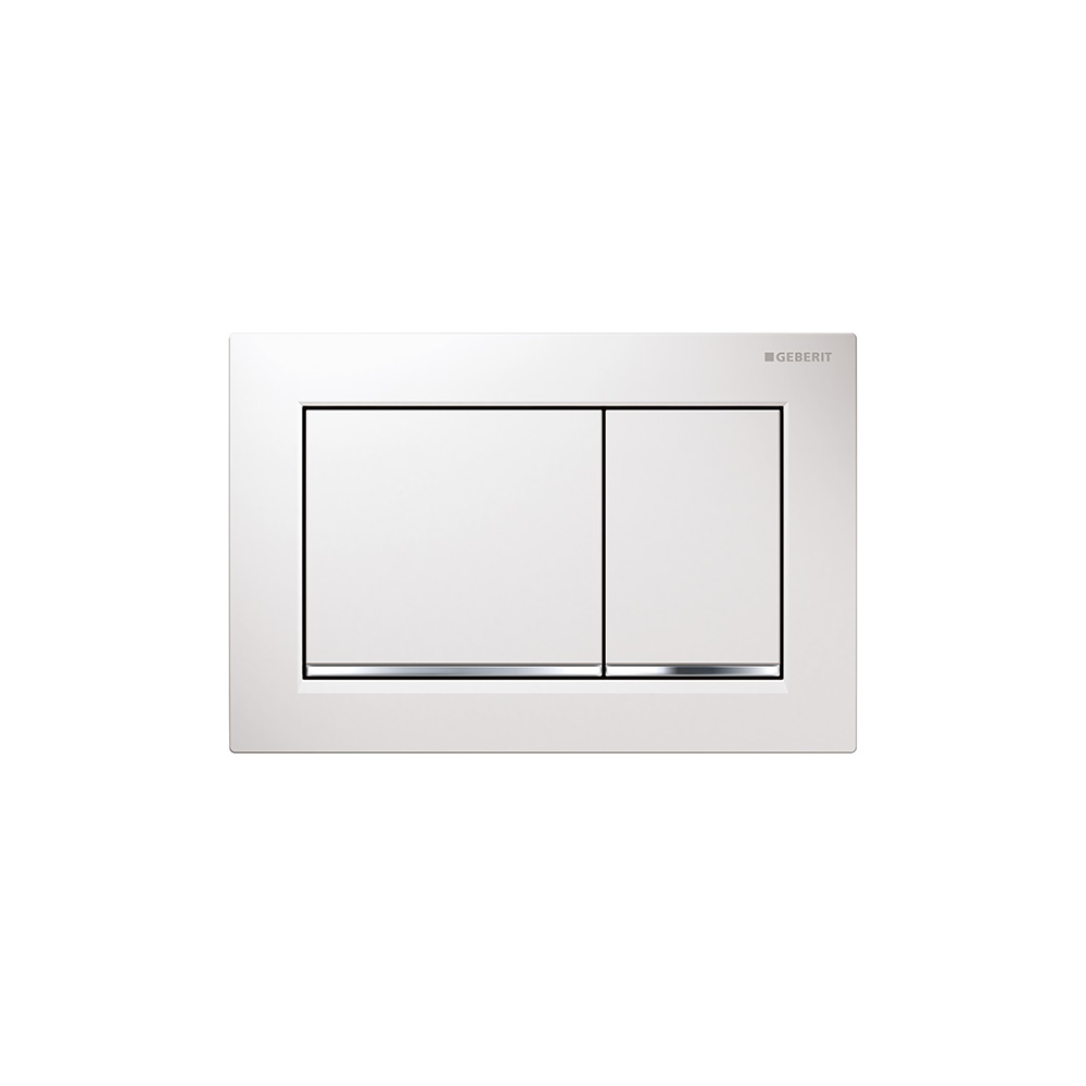 Mặt nạ nhấn xả Geberit Omega30, xả kép, màu trắng và chrome 115080KJ1