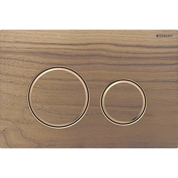 Mặt nạ nhấn xả Geberit Sigma21, xả kép, màu  vàng đỏ và màu gỗ óc chó đen 115650JX1
