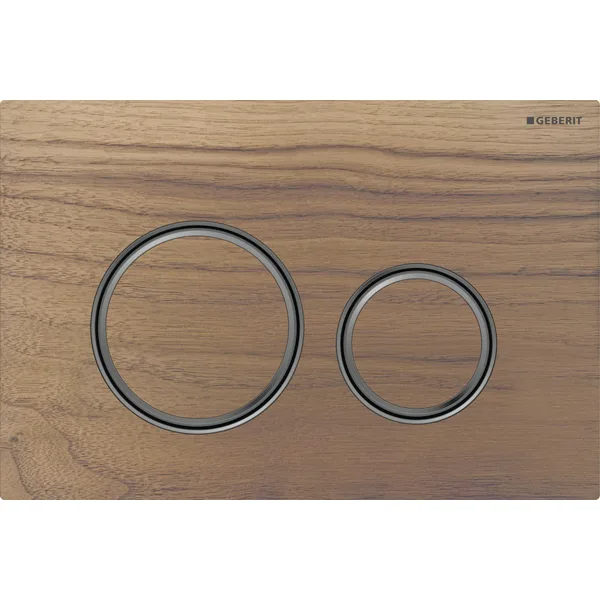 Mặt nạ nhấn xả Geberit Sigma21, xả kép, màu  chrome đen và gỗ óc chó đen 115651JX1