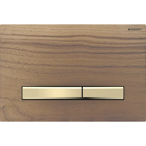 Mặt nạ nhấn xả Geberit Sigma50, xả kép, màu  vàng đồng và gỗ óc chó đen 115672JX2