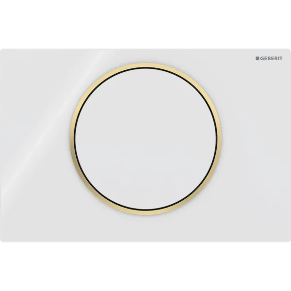 Mặt nạ nhấn xả Geberit Sigma10, chỉ xả khi nhấn màu trắng viền vàng 115758KK5