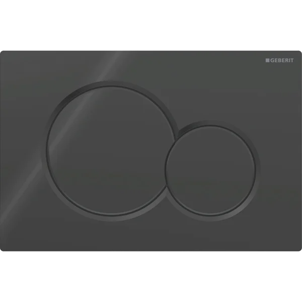 Mặt nạ nhấn xả của bàn cầu treo tường, hiệu GEBERIT, dòng Sigma01, xả kép, màu đen bóng 115770DW5.