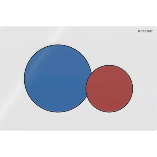 Mặt nạ nhấn xả của bàn cầu treo tường, hiệu GEBERIT, dòng Sigma01, màu trắng, xanh biển và đỏ 115770LB5.