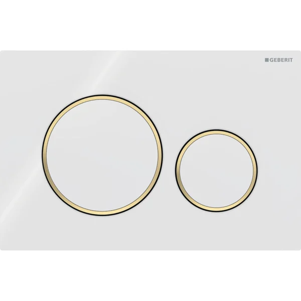 Mặt nạ nhấn xả Geberit Sigma20, xả kép, màu trắng và vàng 115882KK1