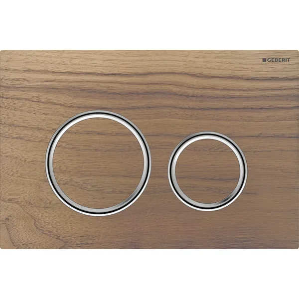 Mặt nạ nhấn xả Geberit Sigma21, xả kép, màu gỗ óc chó đen và chrome 115884JX1