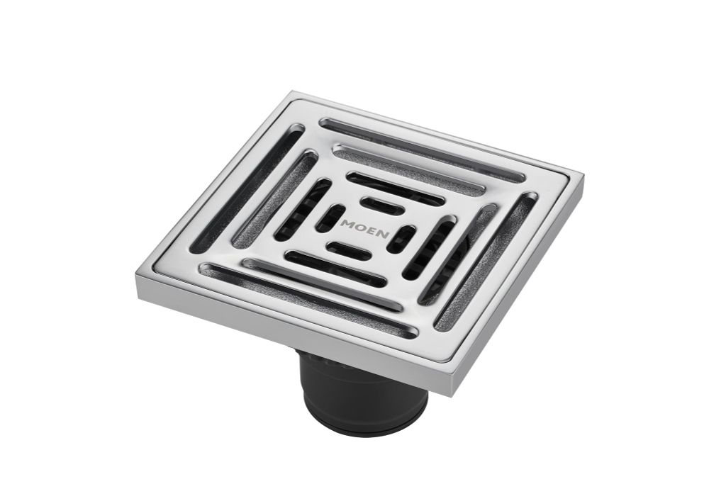 Ga thoát sàn vuông, màu Chrome, hiệu Moen, chất liệu Đồng, kích thước 100x100mm