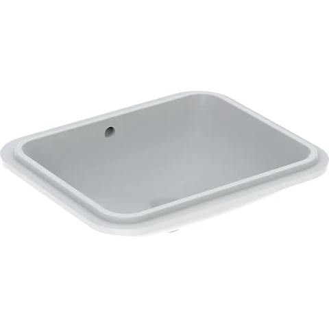 Chậu rửa đặt âm bàn Geberit VariForm, hình chữ nhật, có xả tràn, kích thước 50x49 cm, màu trắng 500764012