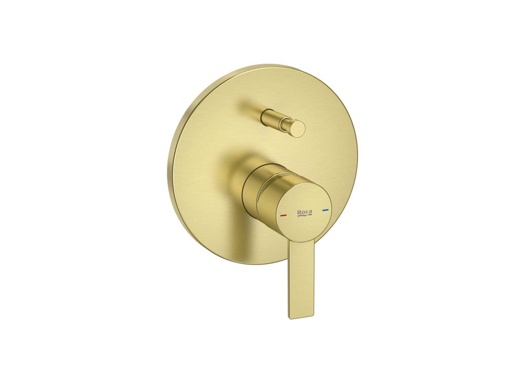 Mặt nạ điều khiển sen âm tường 2 chức năng, cần đặt kèm van âm A525869403, hiệu ROCA, dòng Targa, màu brushed brass - A5A0B5FVAN