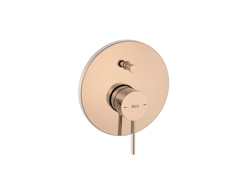 Mặt nạ điều khiển sen âm tường 2 chức năng, cần đặt kèm van âm A525869403, hiệu ROCA, dòng ONA, màu rose gold - A5A0B9ERGN