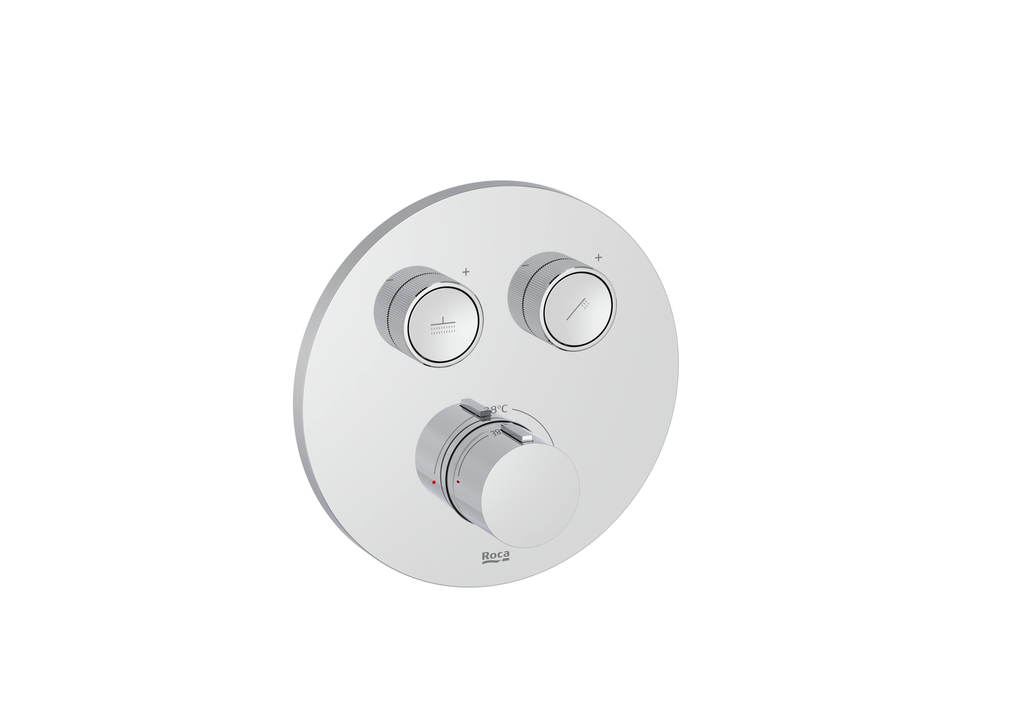 Mặt nạ điều khiển sen âm tường 2 chức năng, cần đặt kèm van âm A525869403, hiệu ROCA, dòng Index T, màu chrome - A5A2K09C0N