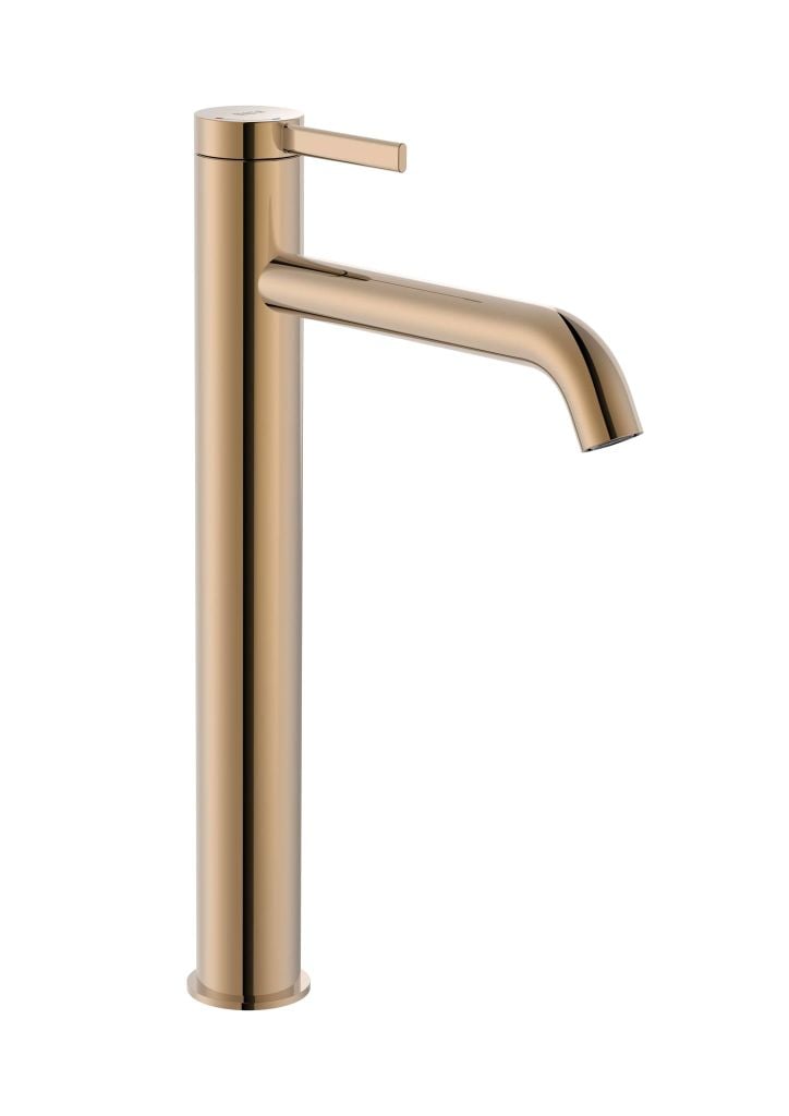 Vòi chậu rửa nóng lạnh cao 1 lỗ, gồm bộ xả, hiệu ROCA, dòng ONA, màu rose gold - A5A349ERGN