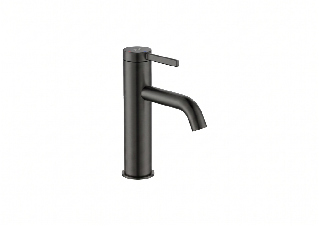 Vòi chậu rửa nóng lạnh thấp 1 lỗ, gồm bộ xả, hiệu ROCA, dòng ONA, màu titanium black - A5A3A9ECN0