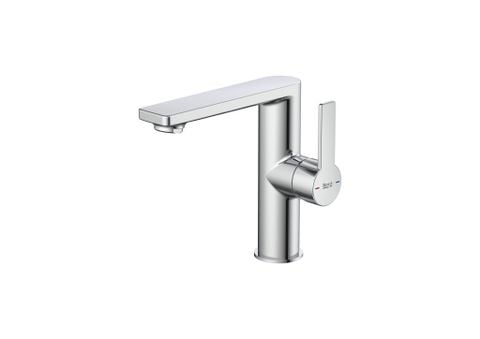 Vòi chậu nóng lạnh thấp 1 lỗ, bao gồm bộ xả nhấn, hiệu ROCA, dòng Targa, màu stainless steel - A5A405FSMN
