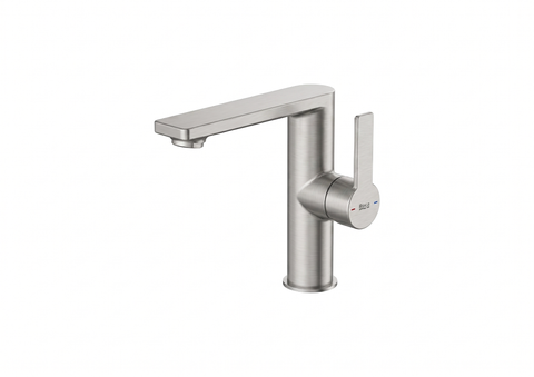 Vòi chậu nóng lạnh thấp 1 lỗ, bao gồm bộ xả nhấn, hiệu ROCA, dòng Targa, màu stainless steel - A5A405FSMN