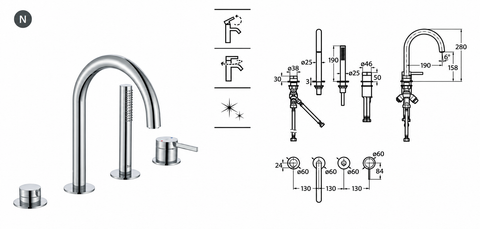Vòi xả bồn, hiệu Roca, màu Matt black, A5A989ENBN