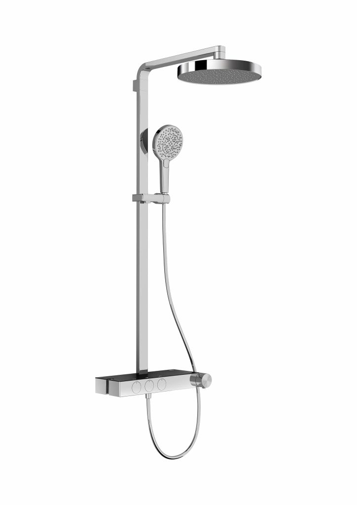 Bộ cây sen nhiệt độ liền thân, 3 chức năng, hiệu ROCA, dòng FLOW T, màu chrome - A5A9A10C0N