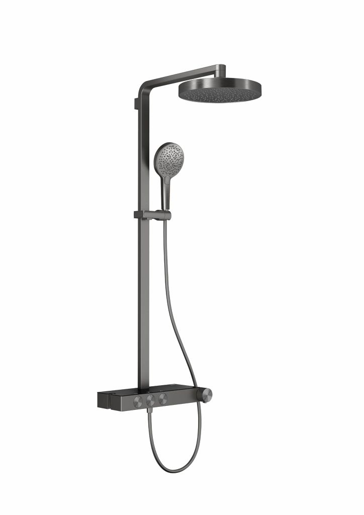 Bộ cây sen nhiệt độ liền thân, 3 chức năng, hiệu ROCA, dòng FLOW T, màu gun metal - A5A9A10GMN