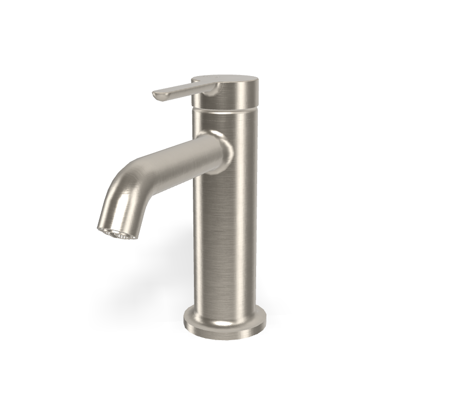 Vòi chậu thấp gồm xả ty, hiệu FIMA, dòng Snap, màu BRUSHED NICKEL, F3111SN
