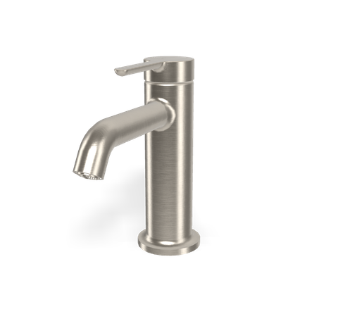 Vòi chậu thấp gồm xả ty, hiệu FIMA, dòng Snap, màu BRUSHED NICKEL, F3111SN