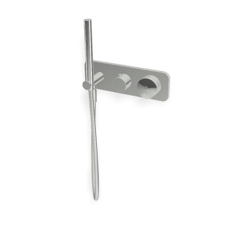Mặt nạ điều khiển van âm tường nóng lạnh 2 chức năng kèm tay sen, hiệu FIMA, dòng So, màu CHROME, F3169WX2CR