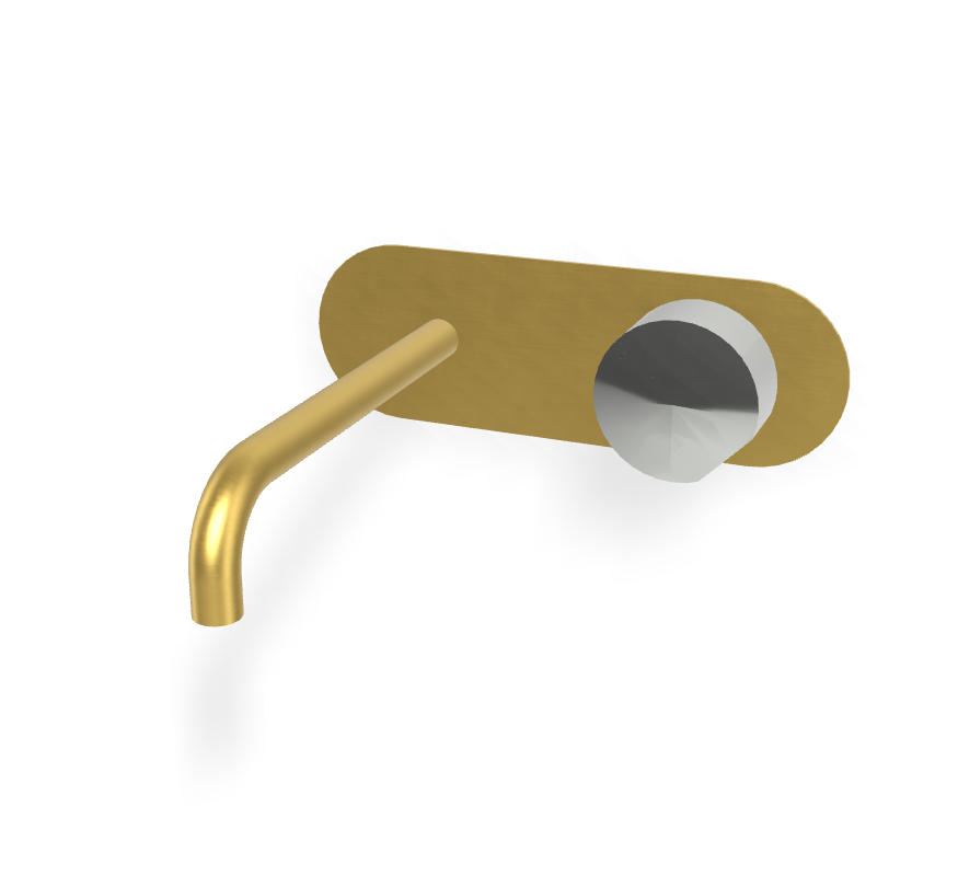 Vòi chậu 2 lỗ gắn tường, hiệu FIMA, dòng So, màu BRUSHED GOLD