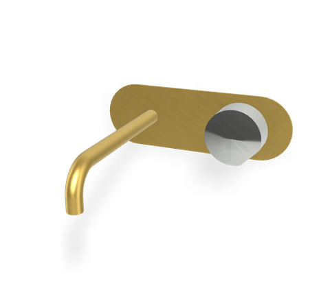 Vòi chậu 2 lỗ gắn tường, hiệu FIMA, dòng So, màu BRUSHED GOLD