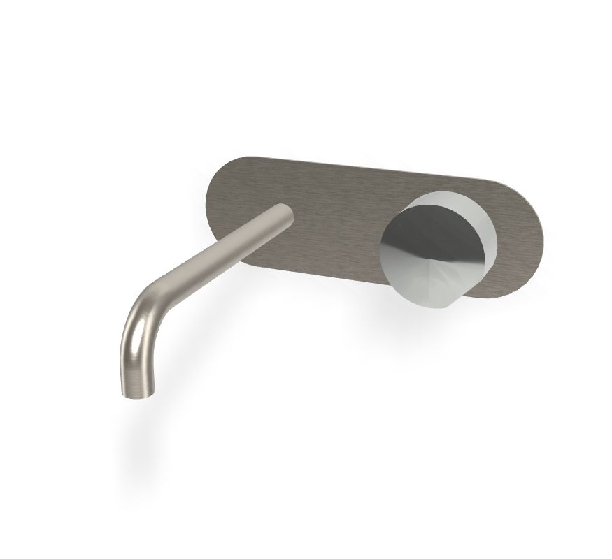 Vòi chậu nóng lạnh 2 lỗ gắn tường, hiệu FIMA, dòng So, màu BRUSHED NICKEL, F3171WLX5SN
